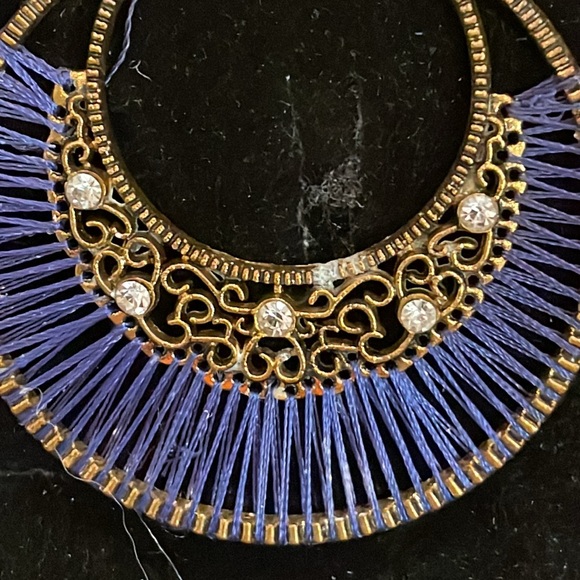 3” Art Deco threaded filigree scoop dangle earrings on French wire w/crystals - Picture 8 of 12